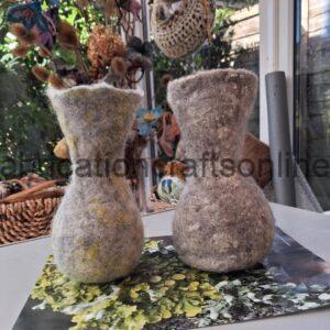 small vase shaped like a pixie cup lichen 