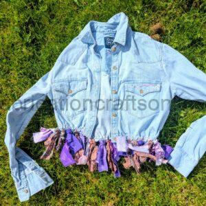 a bdenim shirt redesigned into ba colectable unique item 
