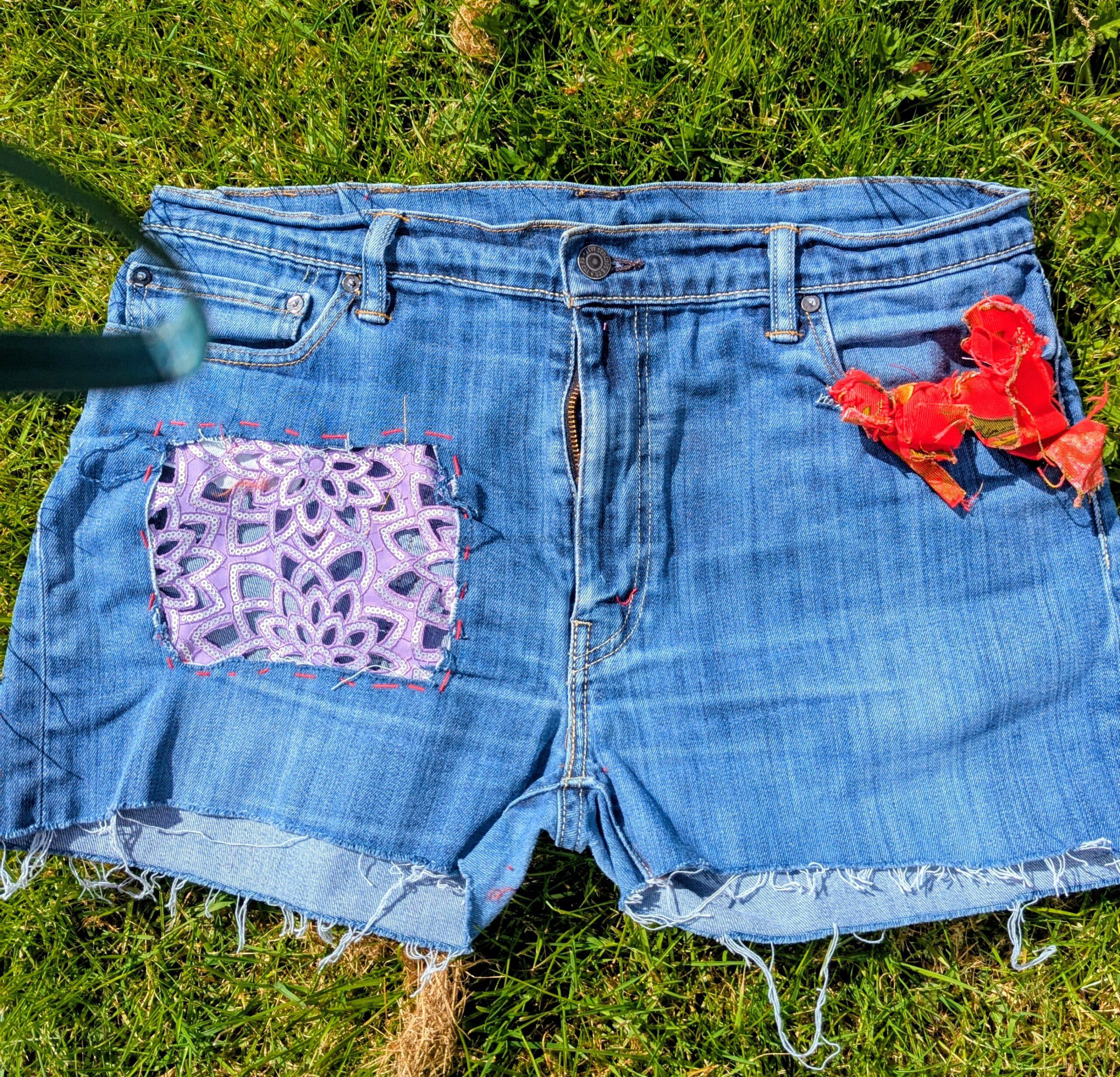 a bdenim shirt redesigned into ba colectable unique item 