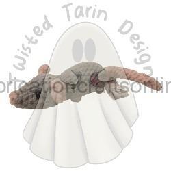 Cartoon white ghost holding a large brown bone against a light background, for Halloween content.