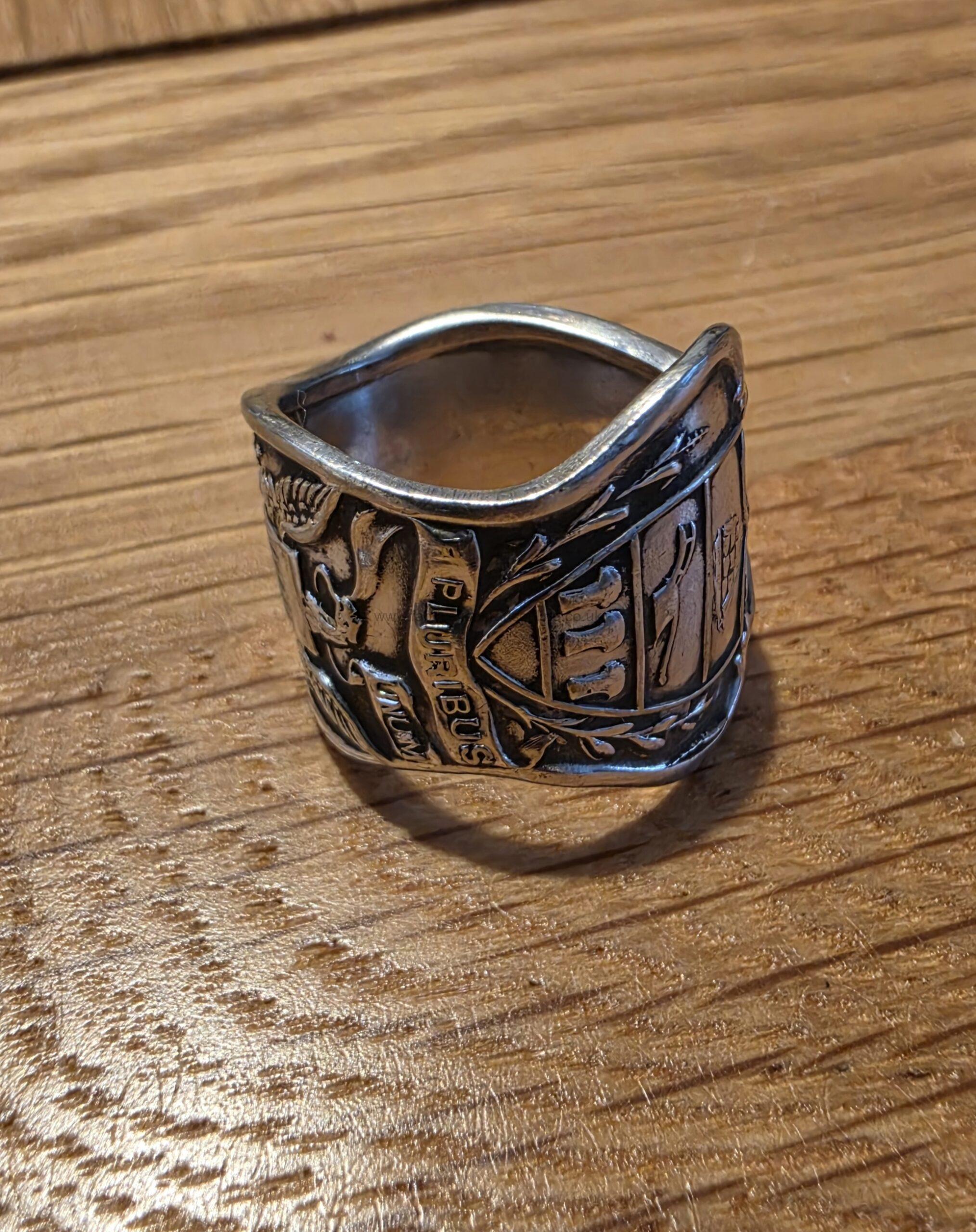 Spoon Ring Wrap handcrafted vintage spoon ring with an elegant floral and scroll design carefully shaped from a vintage spoon and polished to a bright finish creating a timeless statement piece uk size t½