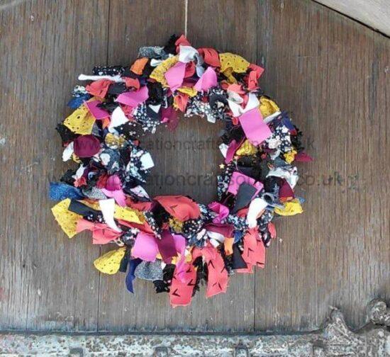 ten inch halloween rag wreaths original hand printed linocut artwork created and printed by the artist presented in a black mounted inlay box frame  cm