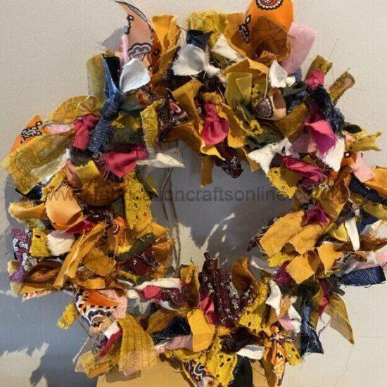 inch rag wreath ragstowreaths inch rag wreath handmade with fabric saved from going to landfill or bought from a charity shop each wreath is entirely unique