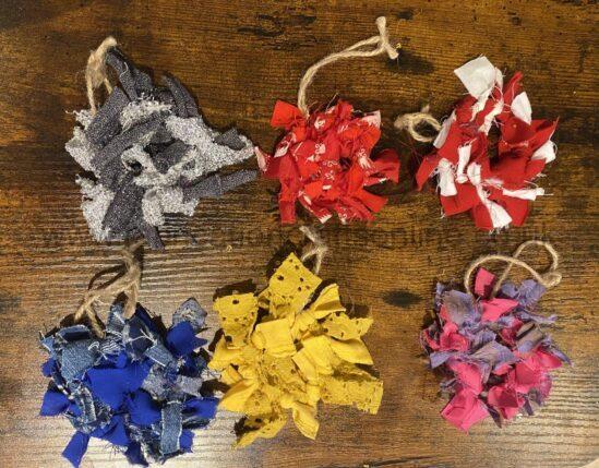 rag christmas baubles ragstowreaths the perfect boho tree topper or addition to your festive display a handmade rag star