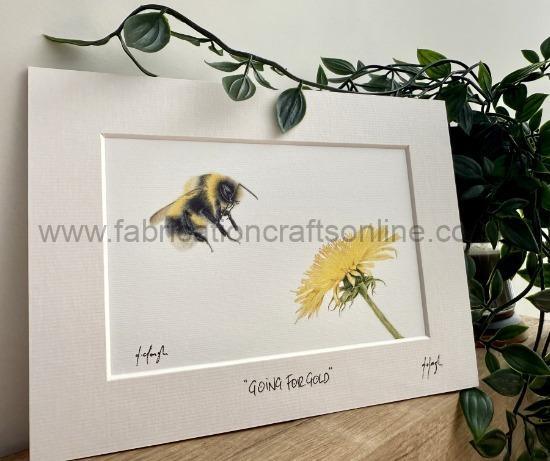 going for gold detailed study of one of our most loved creatures the humble bee

drawn with faber castell polychromos pencils and printed on gsm uncoated stock at a

limited to  signed and individually numbered copies

the  x  is printed on gorgeous fine ridge nettuno paper with a  x  textured white mount and is also available in an oak effect frame