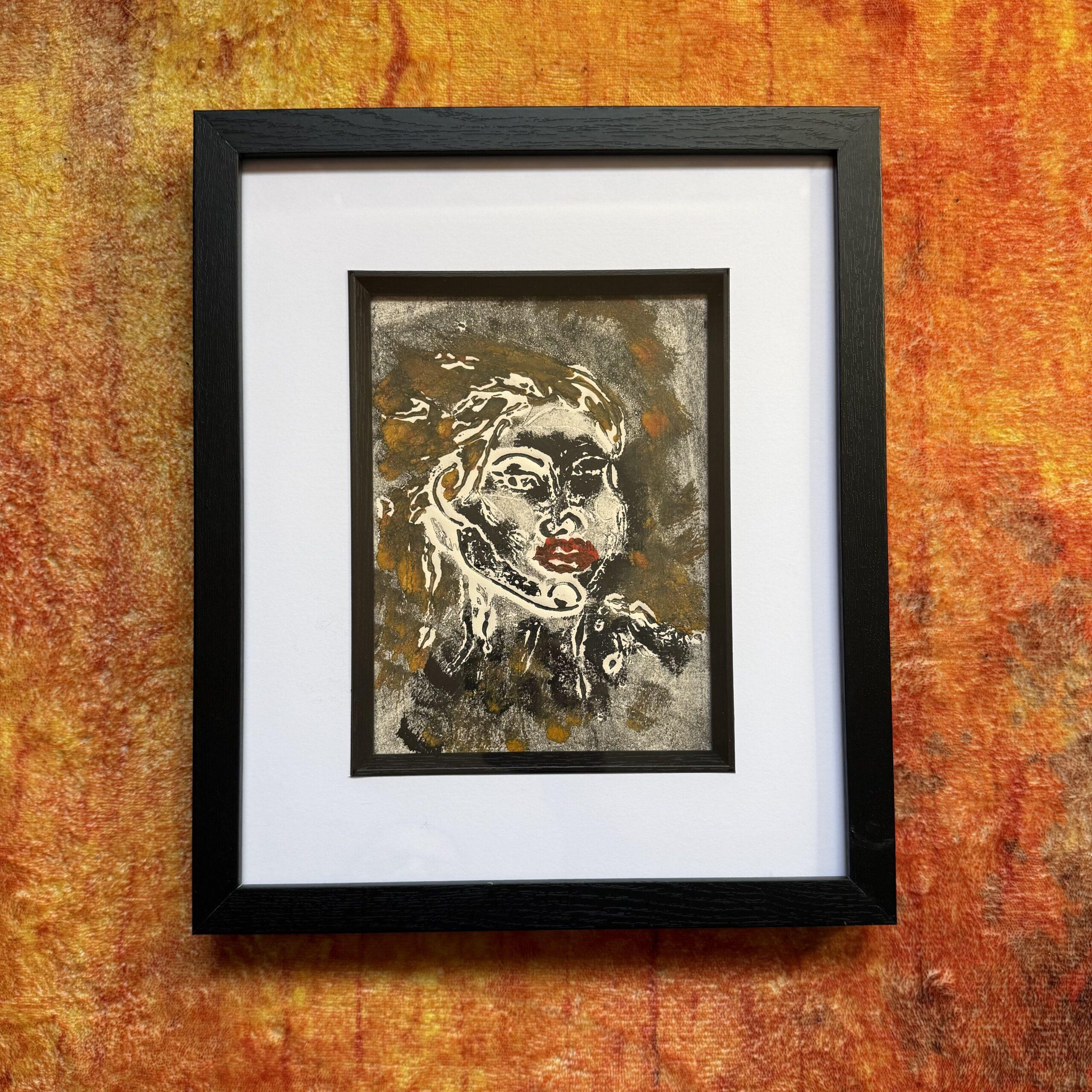 img  original hand printed linocut exploring vulnerability protection and inner strength part of a limited edition of two with each print featuring its own individual colour and texture variations
