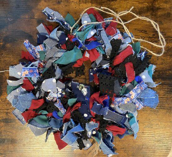 inch rag wreath inch rag wreath handmade with fabric saved from going to landfill or bought from a charity shop each wreath is entirely unique