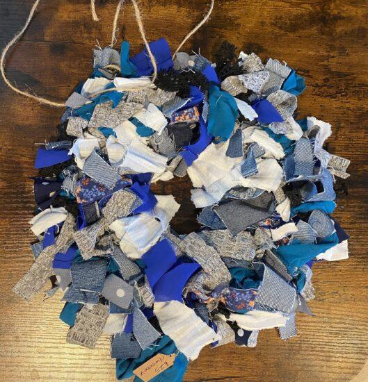 inch rag wreath inch rag wreath handmade with fabric saved from going to landfill or bought from a charity shop each wreath is entirely unique