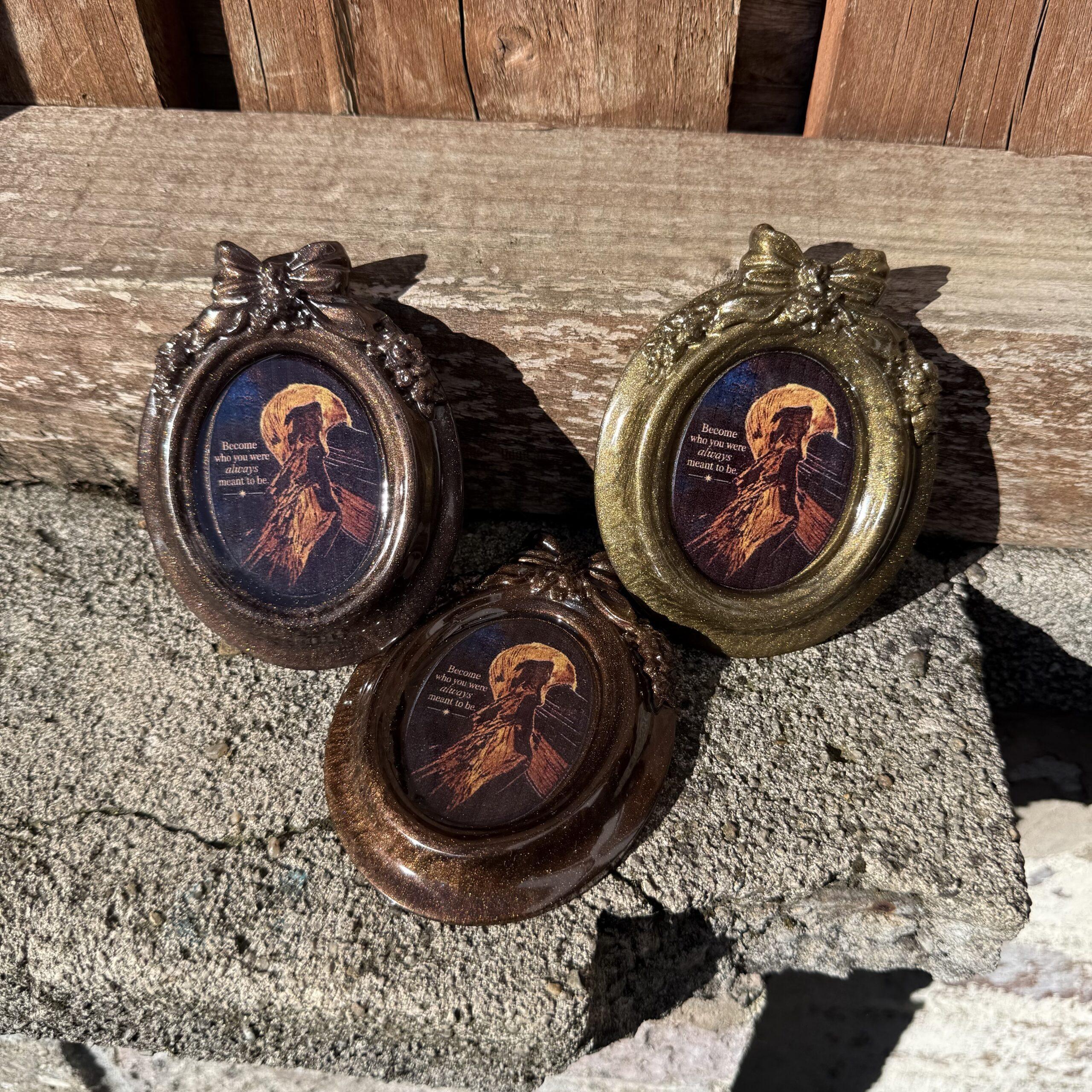 img handmade resin art magnet featuring an original alova design and the words become who you were always meant to be