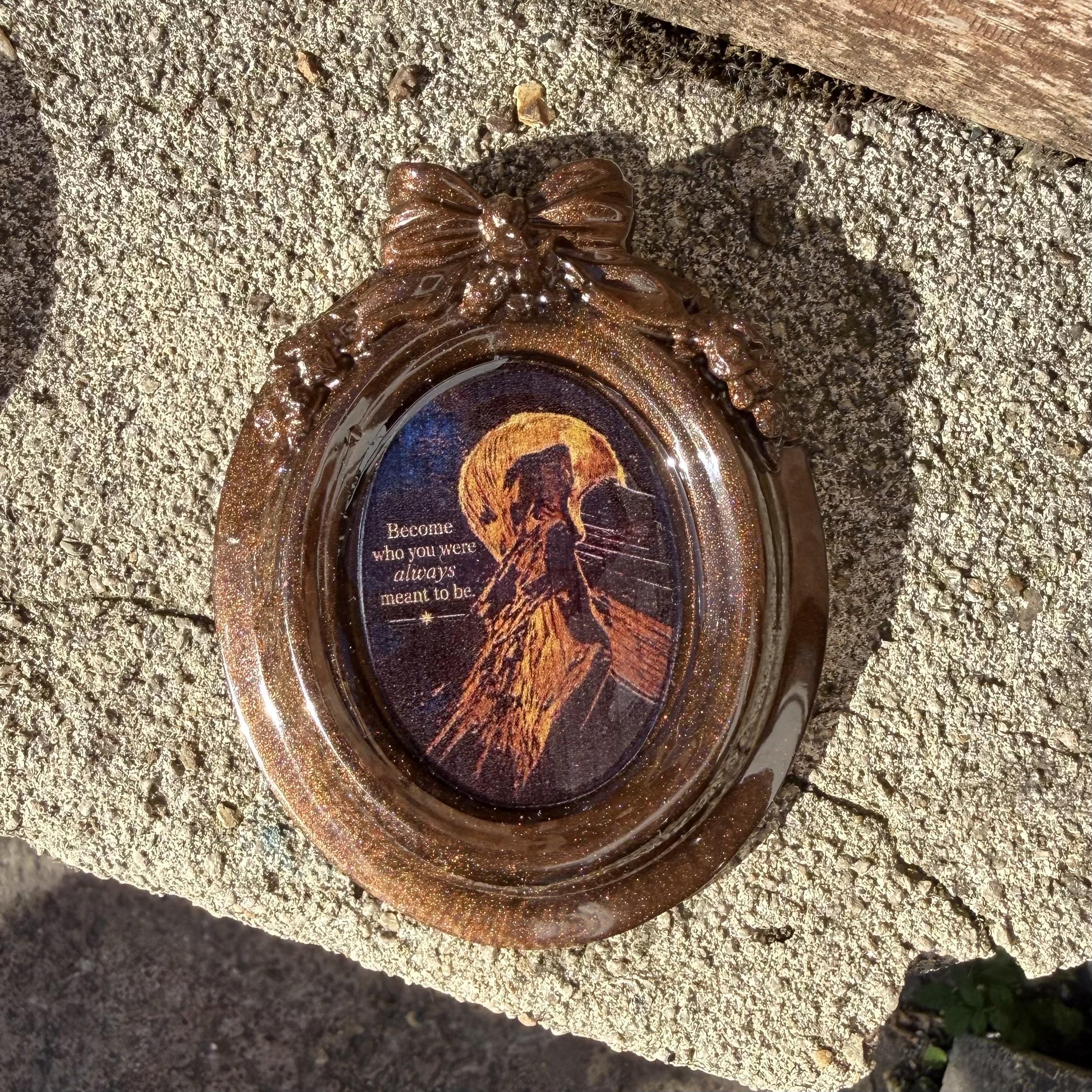 img handmade resin art magnet featuring an original alova design and the words become who you were always meant to be