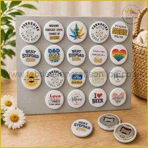 Magnetic bottle opener with a printed design