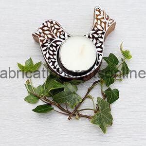 CARVED WOODEN TEALIGHT HOLDER