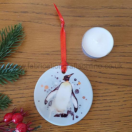 ceramic hanging ornament handpainted design carved wooden tealight holder