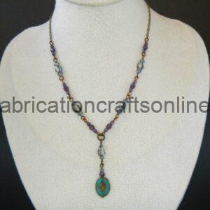 Glass Oval Pendant Necklace