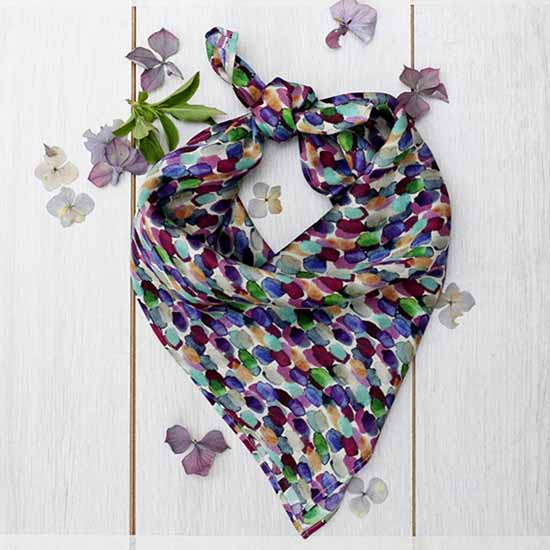 silk neckerchief or bandana small felted pod